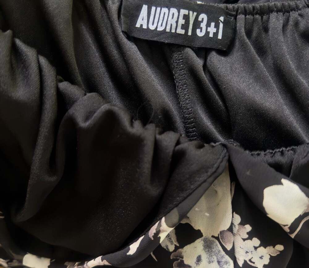 Audrey 3+1 Black Floral Deep V-Neck Romper